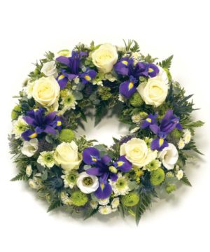 Blue and white wreath