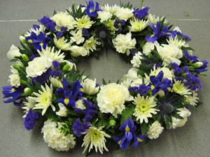 blue and white wreath