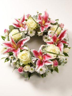 rose and lily wreath