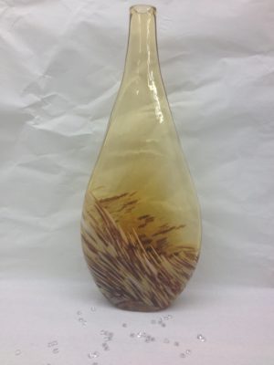 mustard/yellow glass abstract glass vase
